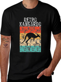 Retro Kangaroo Graphic Tee - Black