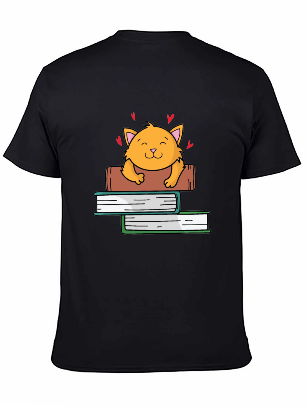 Cute Cat on Books Graphic Tee