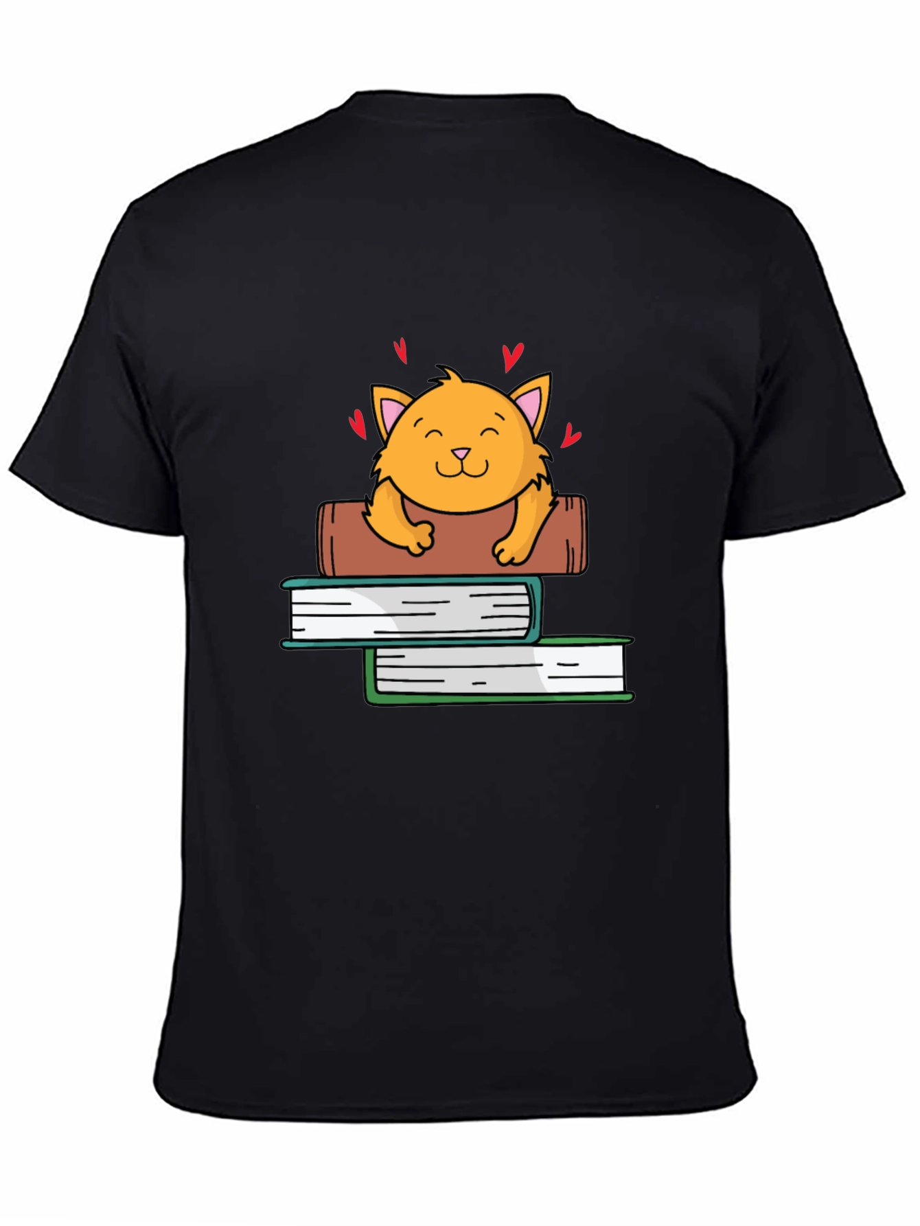 Cute Cat on Books Graphic Tee
