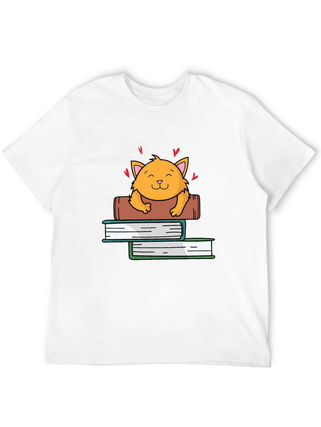 Cute Cat on Books Graphic Tee