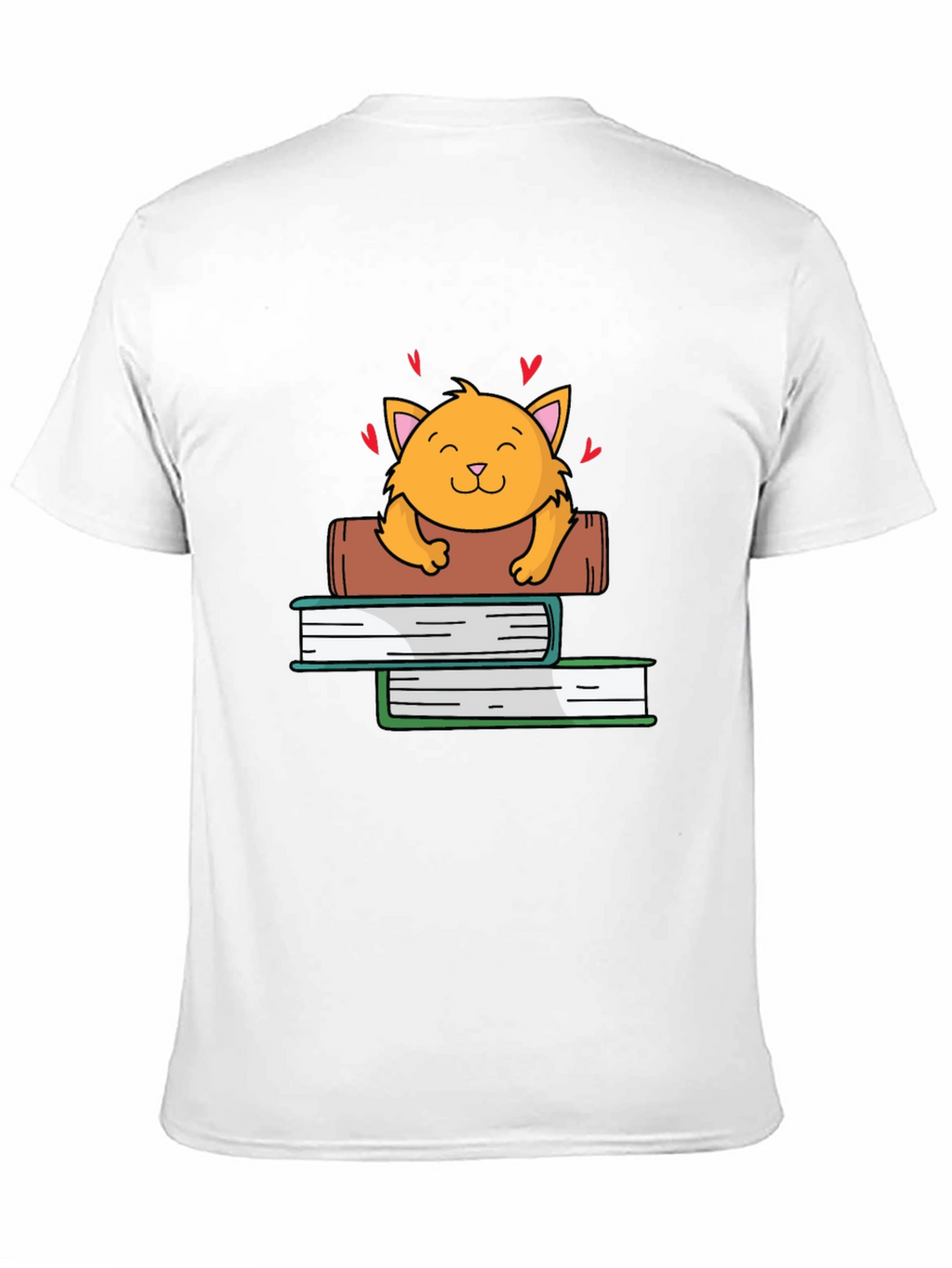 Cute Cat on Books Graphic Tee