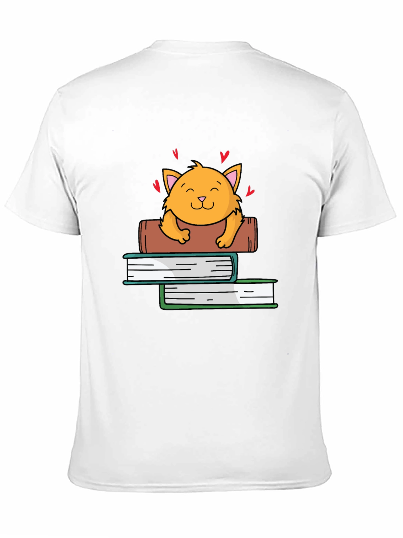 Cute Cat on Books Graphic Tee