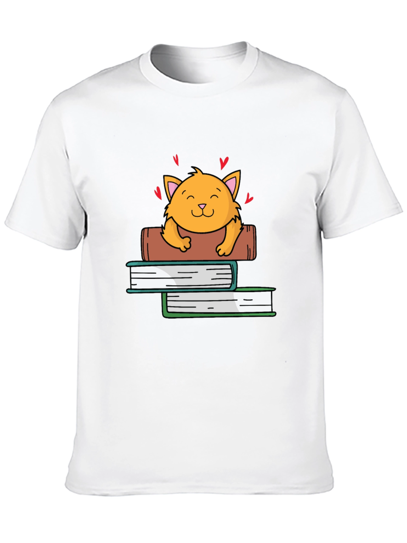 Cute Cat on Books Graphic Tee
