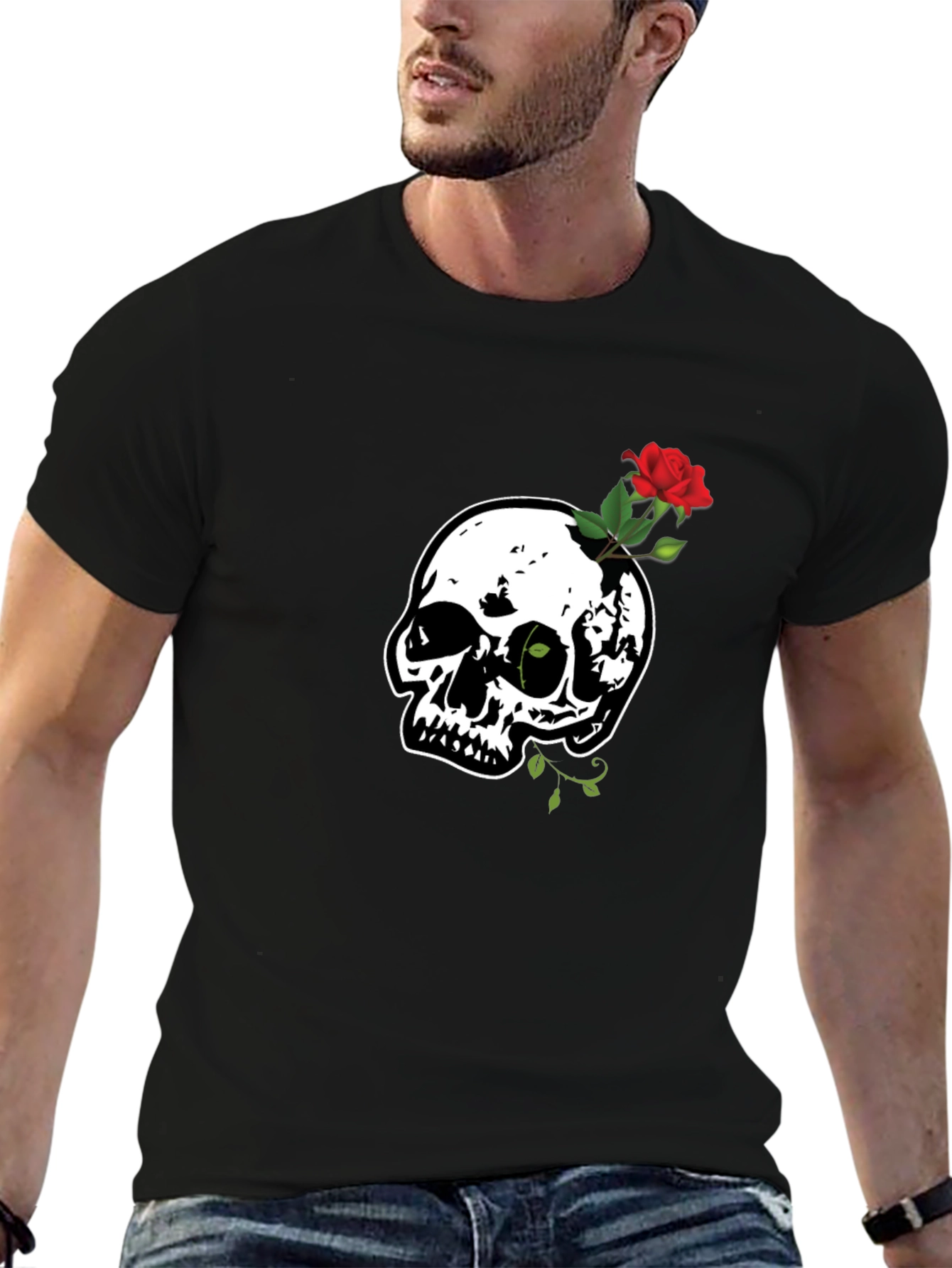 Skull & Rose Graphic Tee - Black T-Shirt