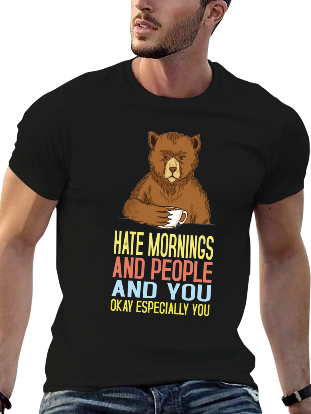Hate Mornings Bear Graphic Tee
