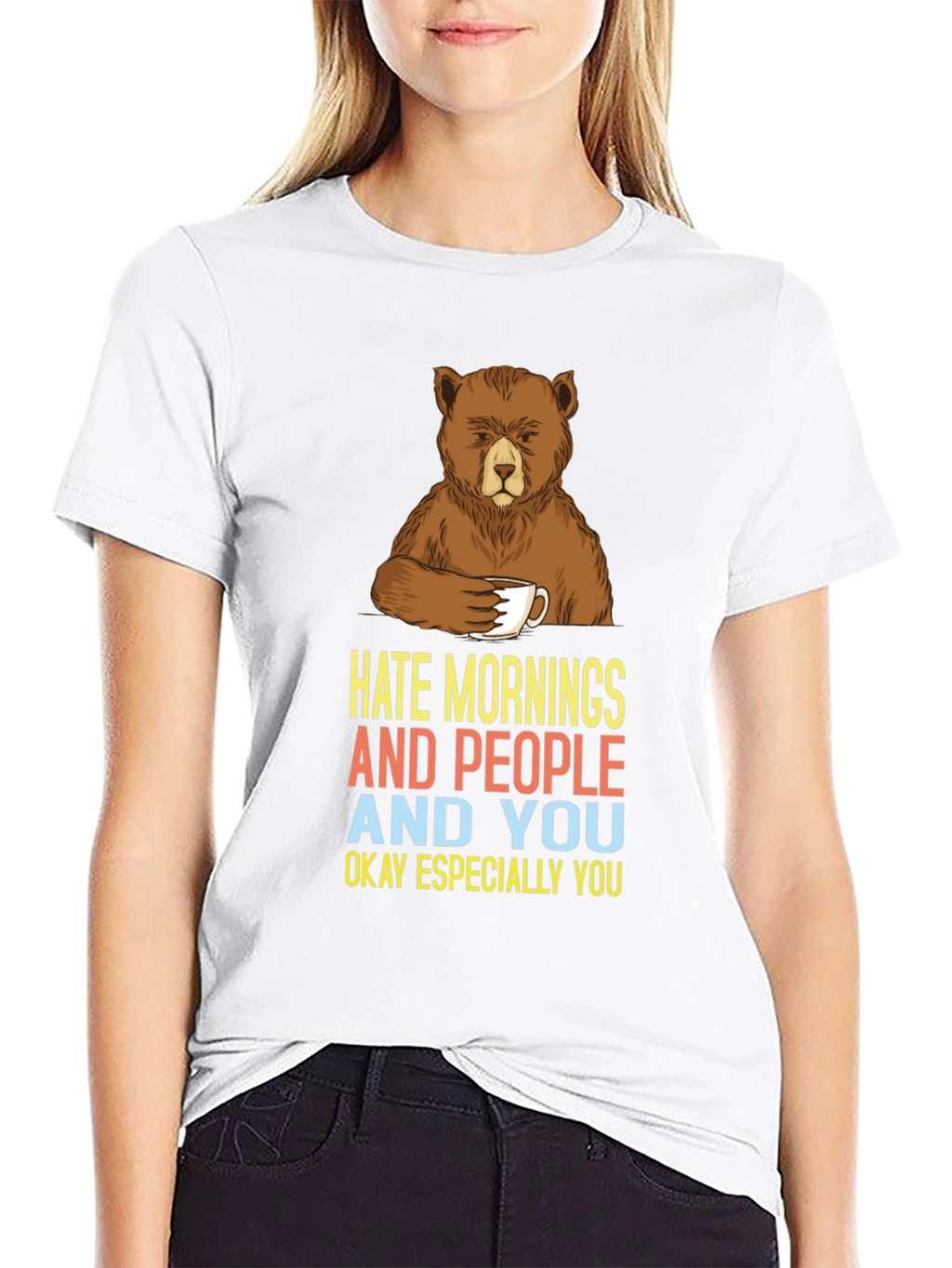Hate Mornings Bear Graphic Tee