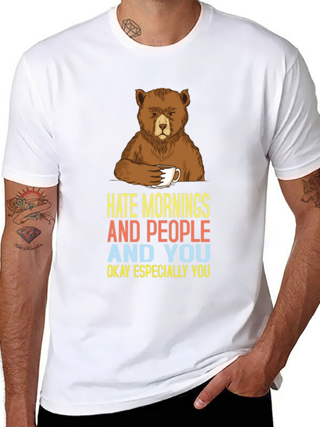 Hate Mornings Bear Graphic Tee