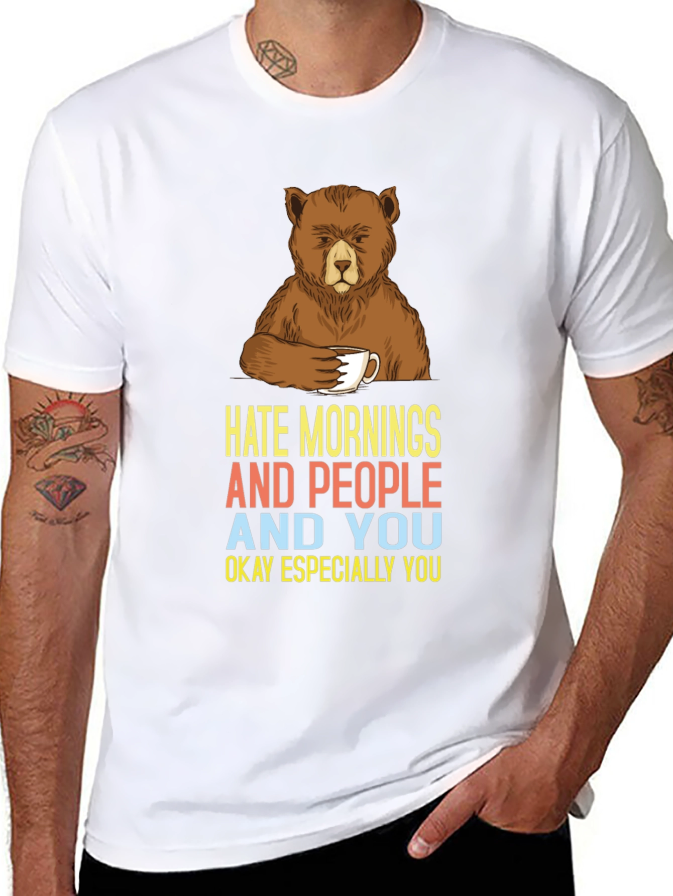 Hate Mornings Bear Graphic Tee