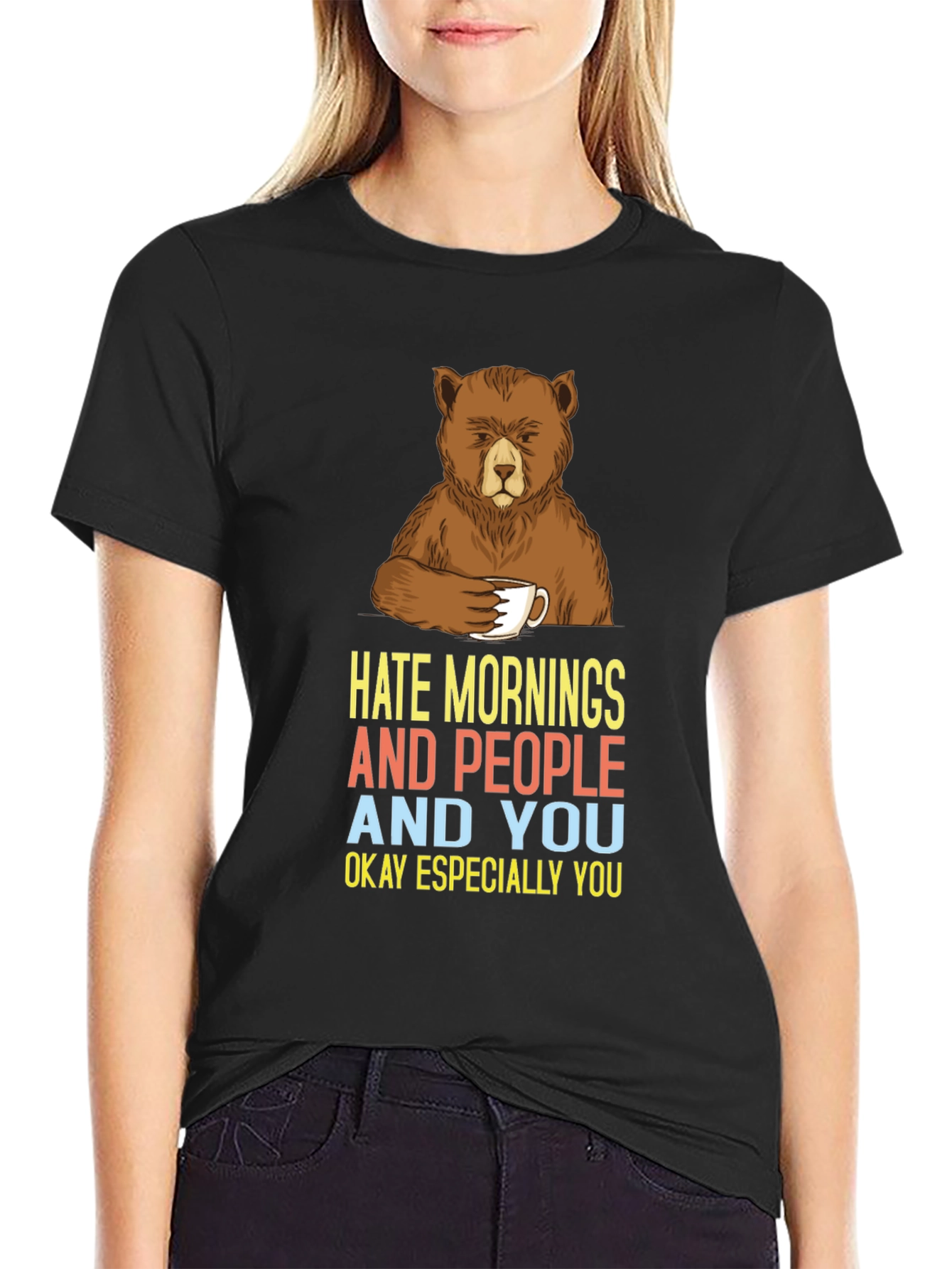 Hate Mornings Bear Graphic Tee