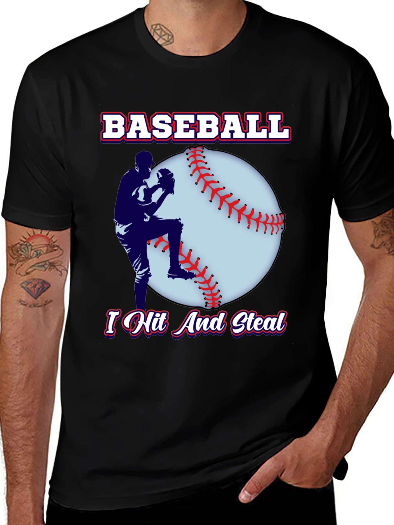 Baseball Player Black T-Shirt