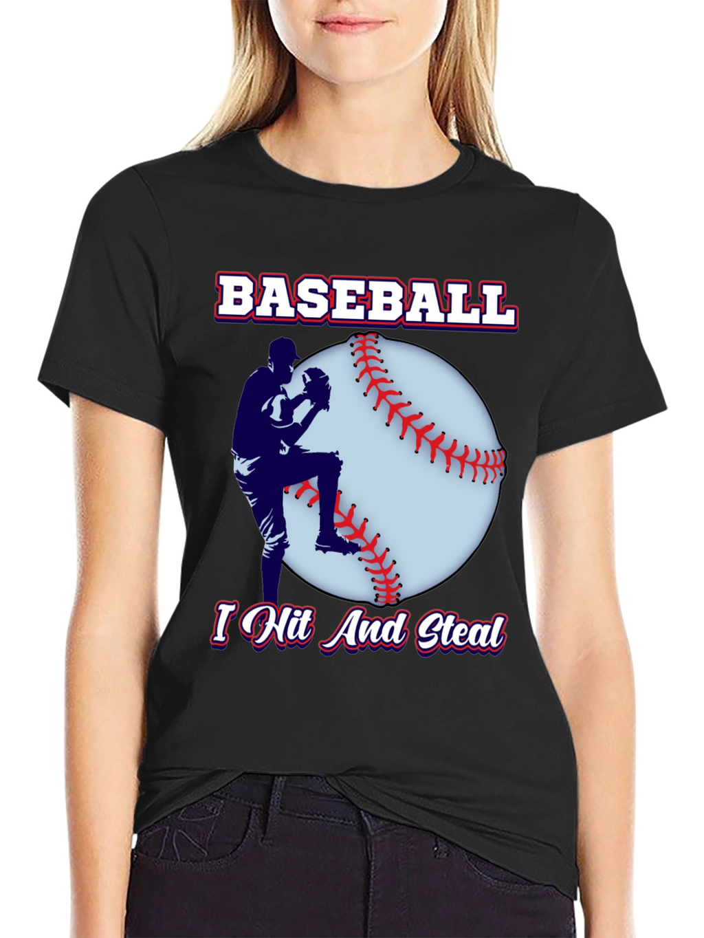 Baseball Player Black T-Shirt
