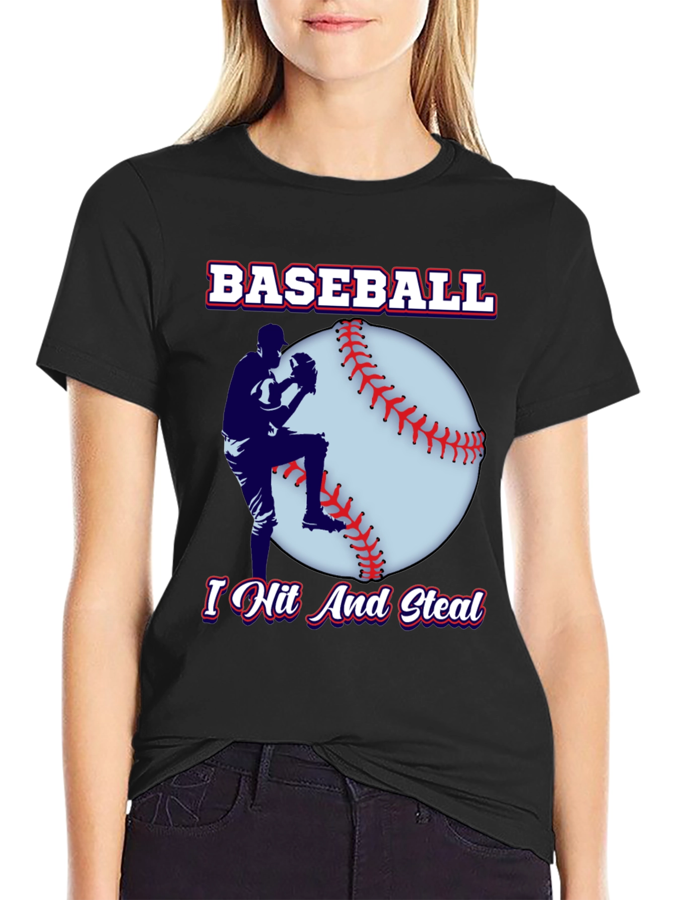 Baseball Player Black T-Shirt