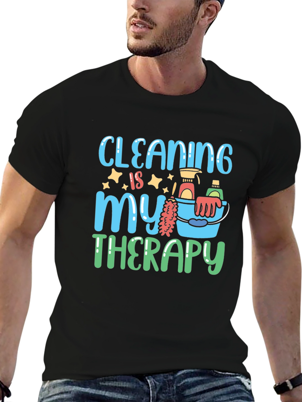 Cleaning Is My Therapy Graphic T-Shirt