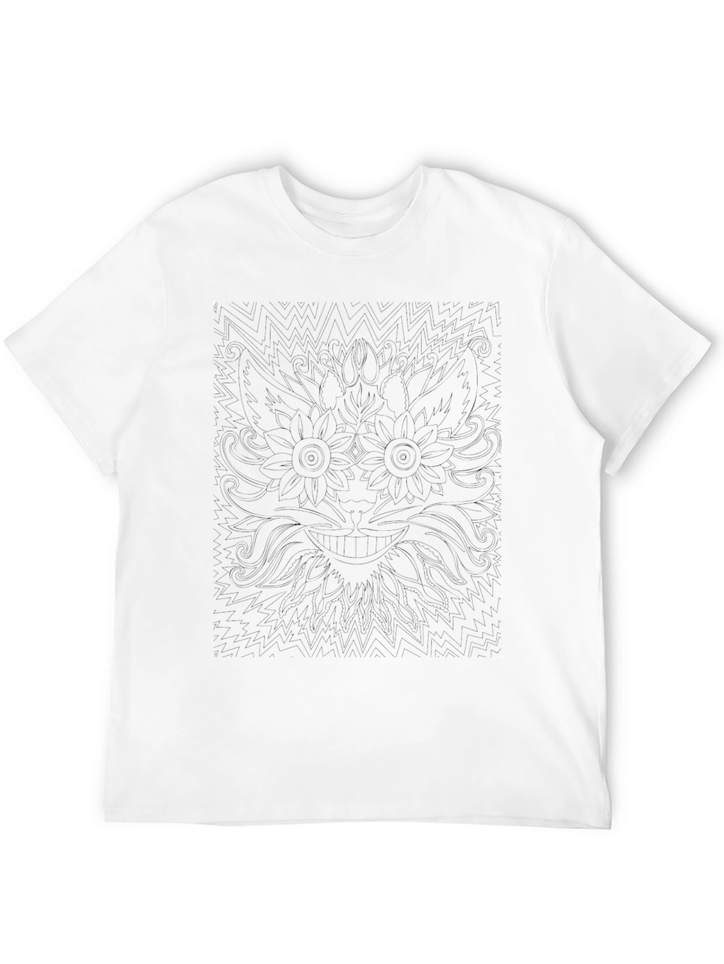 Mens Black Graphic Tee - Abstract Floral Design
