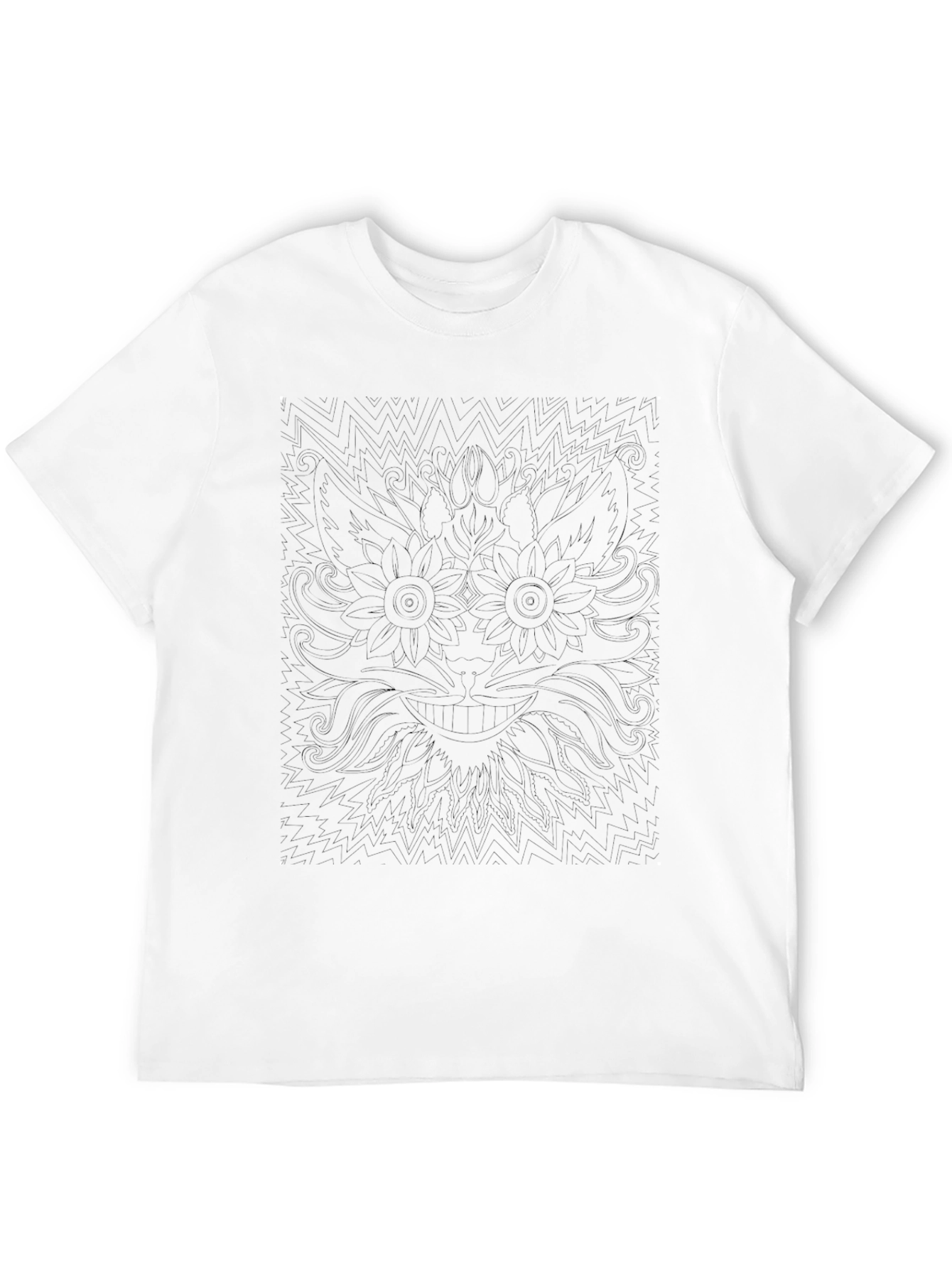 Mens Black Graphic Tee - Abstract Floral Design