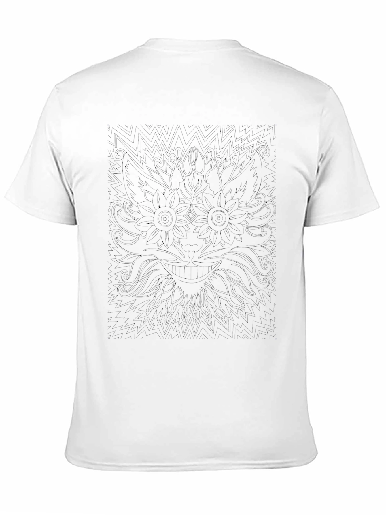 Mens Black Graphic Tee - Abstract Floral Design