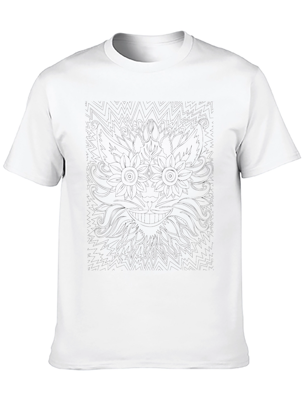 Mens Black Graphic Tee - Abstract Floral Design