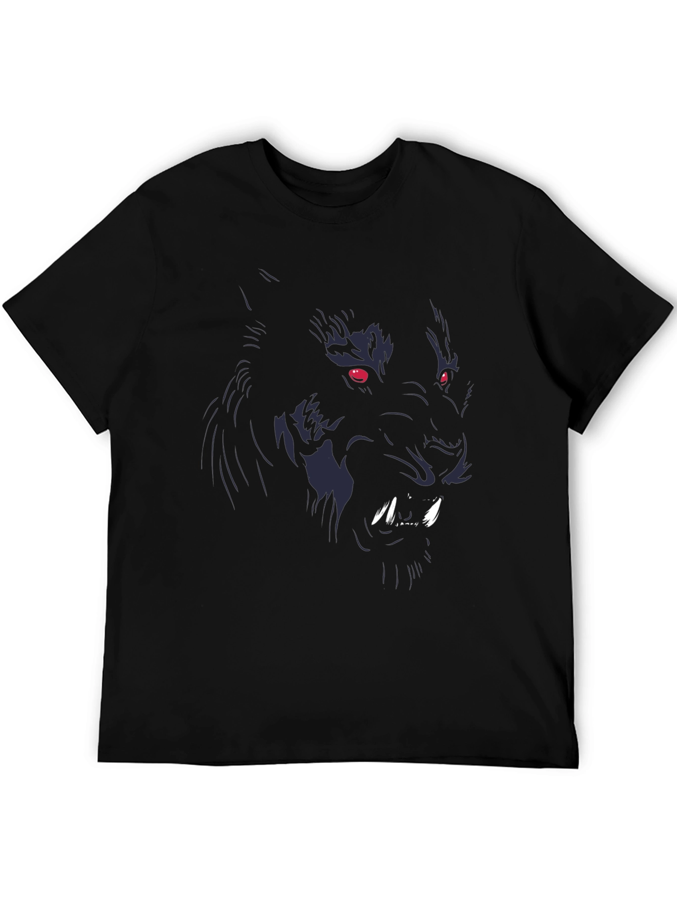 Mens Black Wolf Graphic Tee - Fierce Design