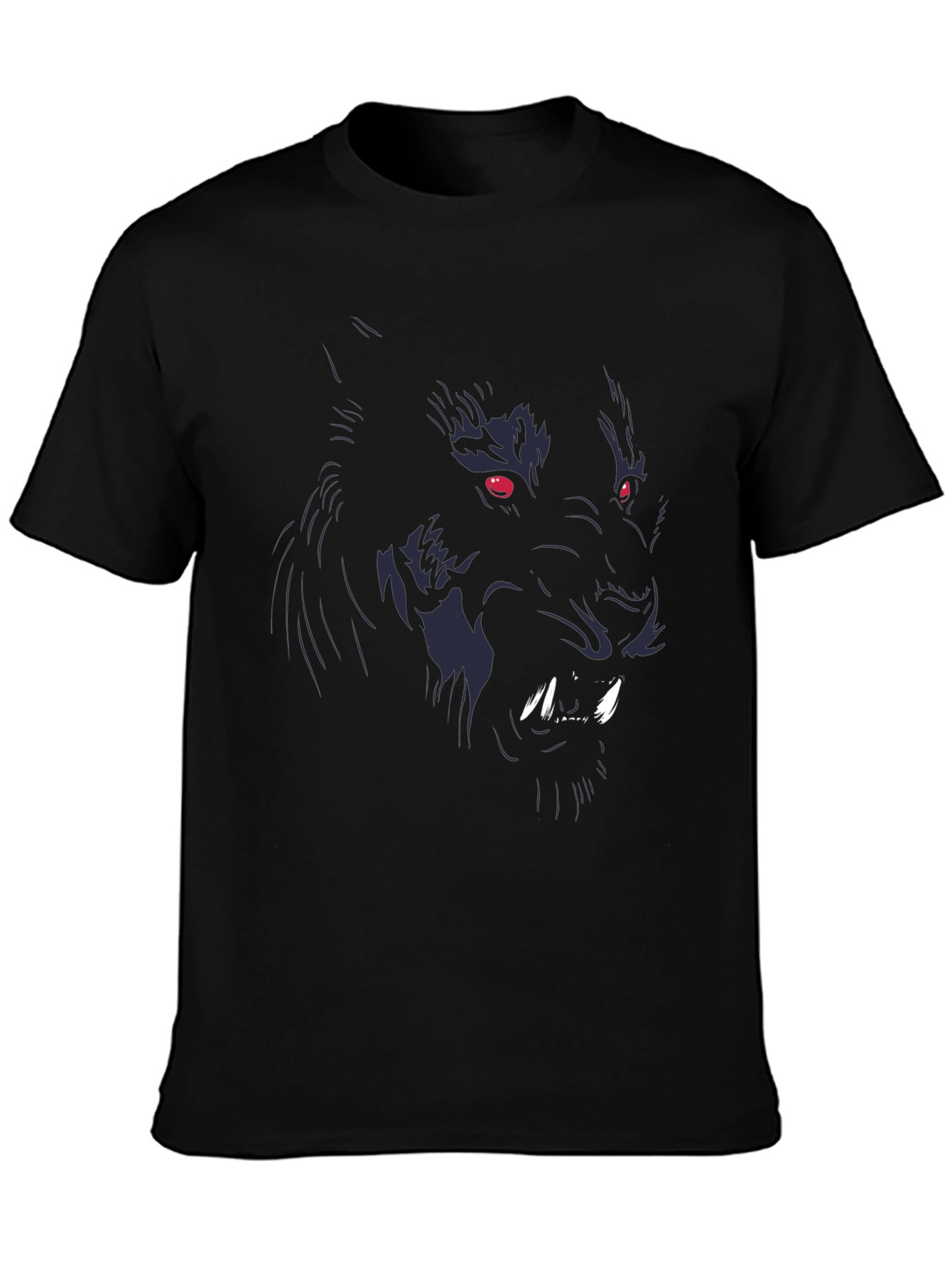 Mens Black Wolf Graphic Tee - Fierce Design