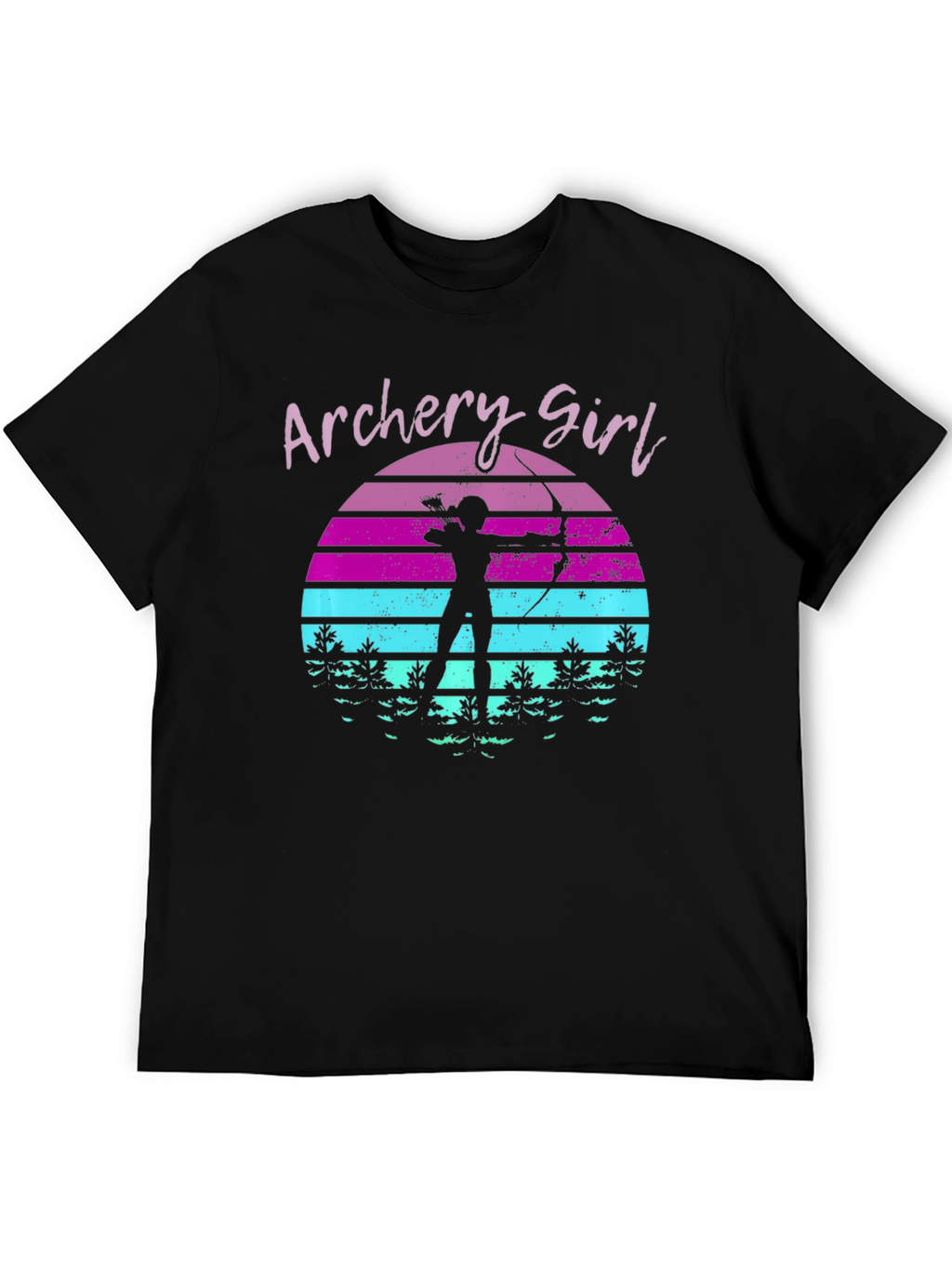 Archery Girl Sunset Black T-Shirt