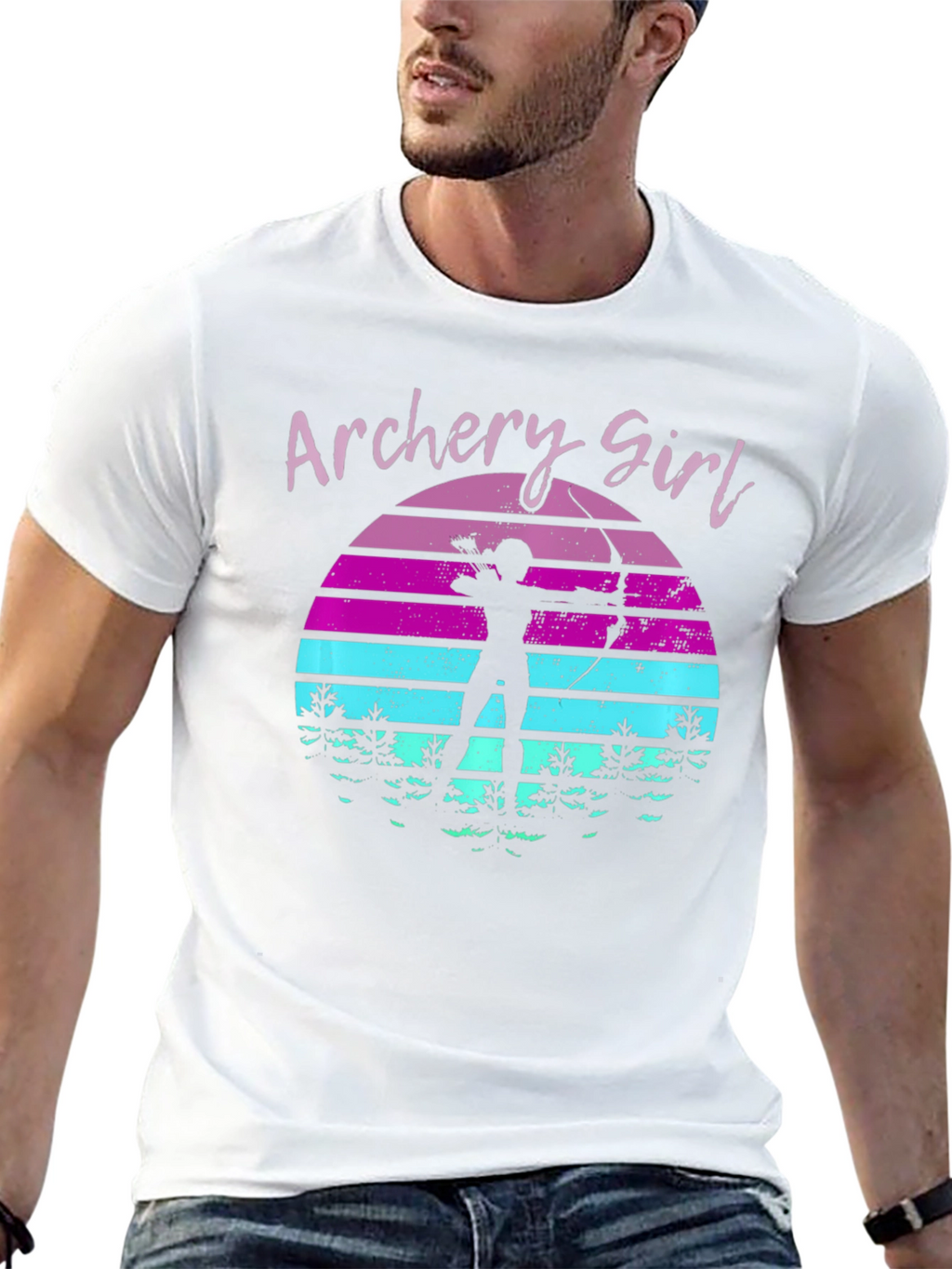 Archery Girl Sunset Black T-Shirt