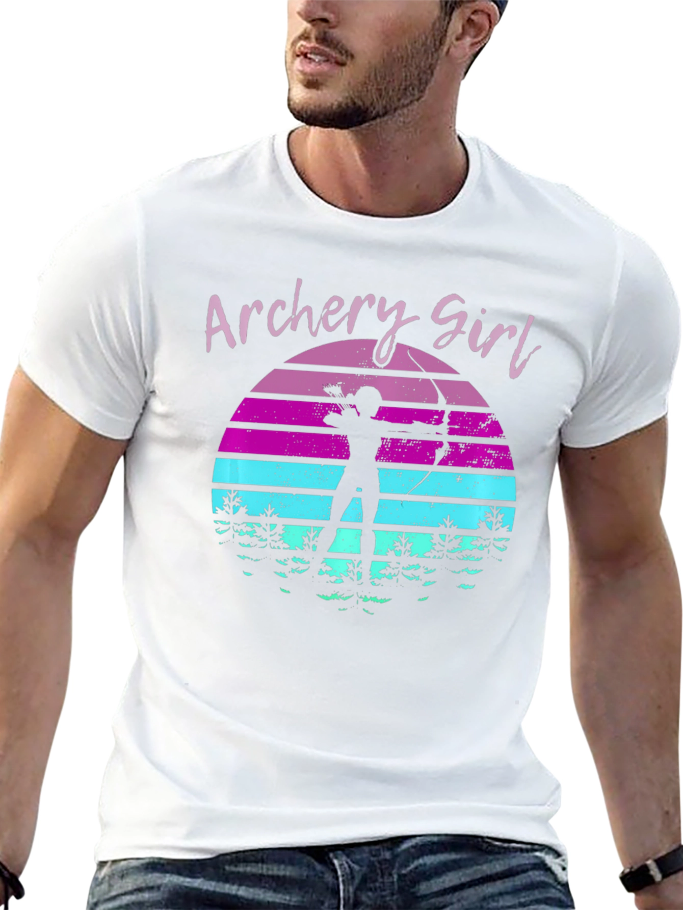 Archery Girl Sunset Black T-Shirt