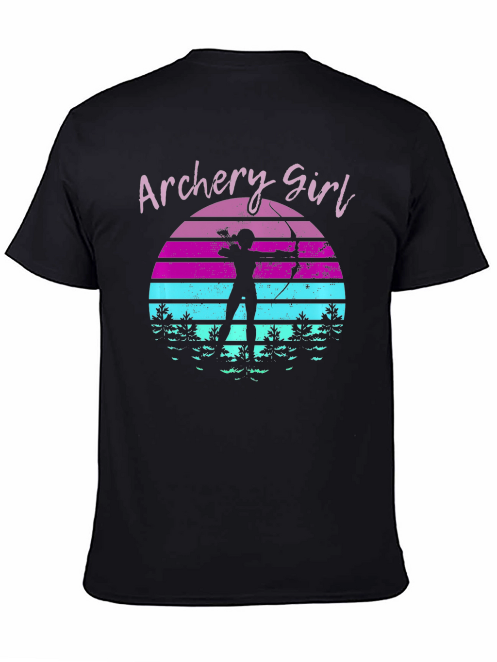 Archery Girl Sunset Black T-Shirt