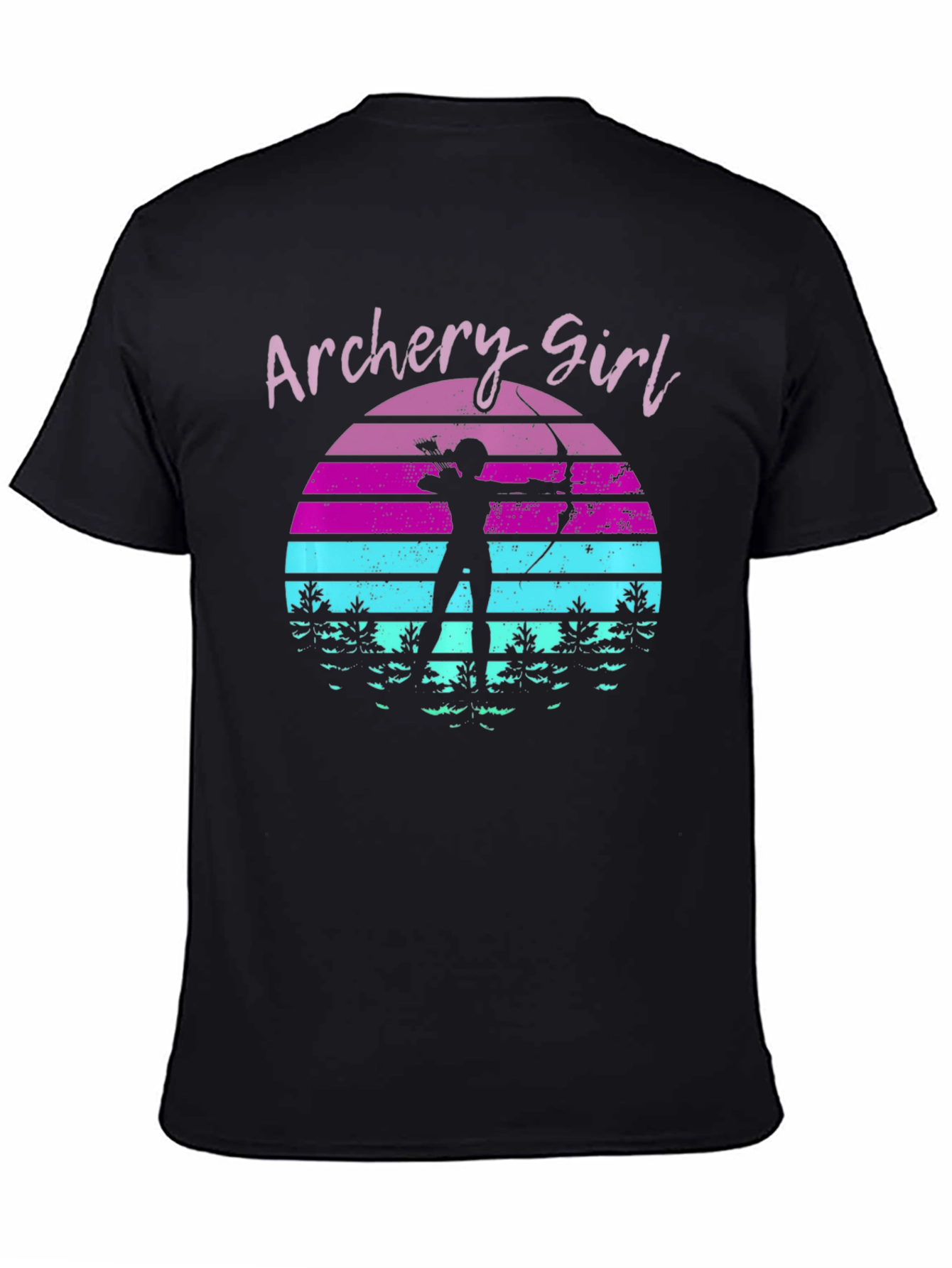 Archery Girl Sunset Black T-Shirt