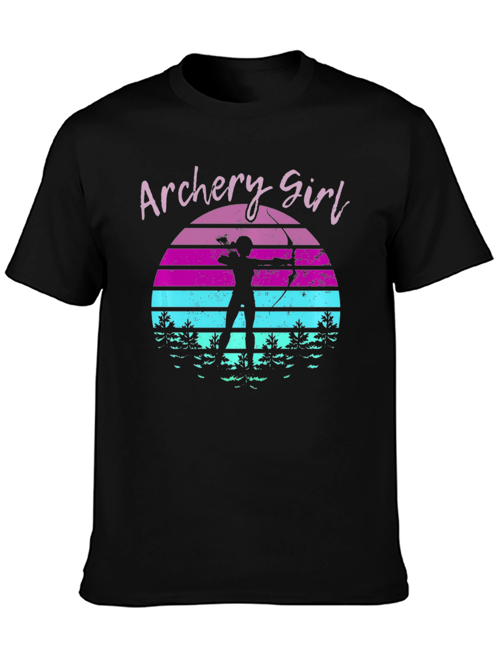 Archery Girl Sunset Black T-Shirt