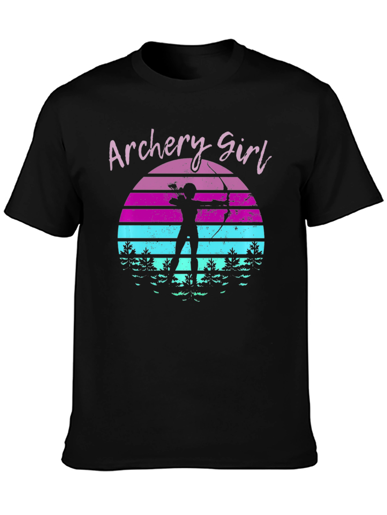 Archery Girl Sunset Black T-Shirt