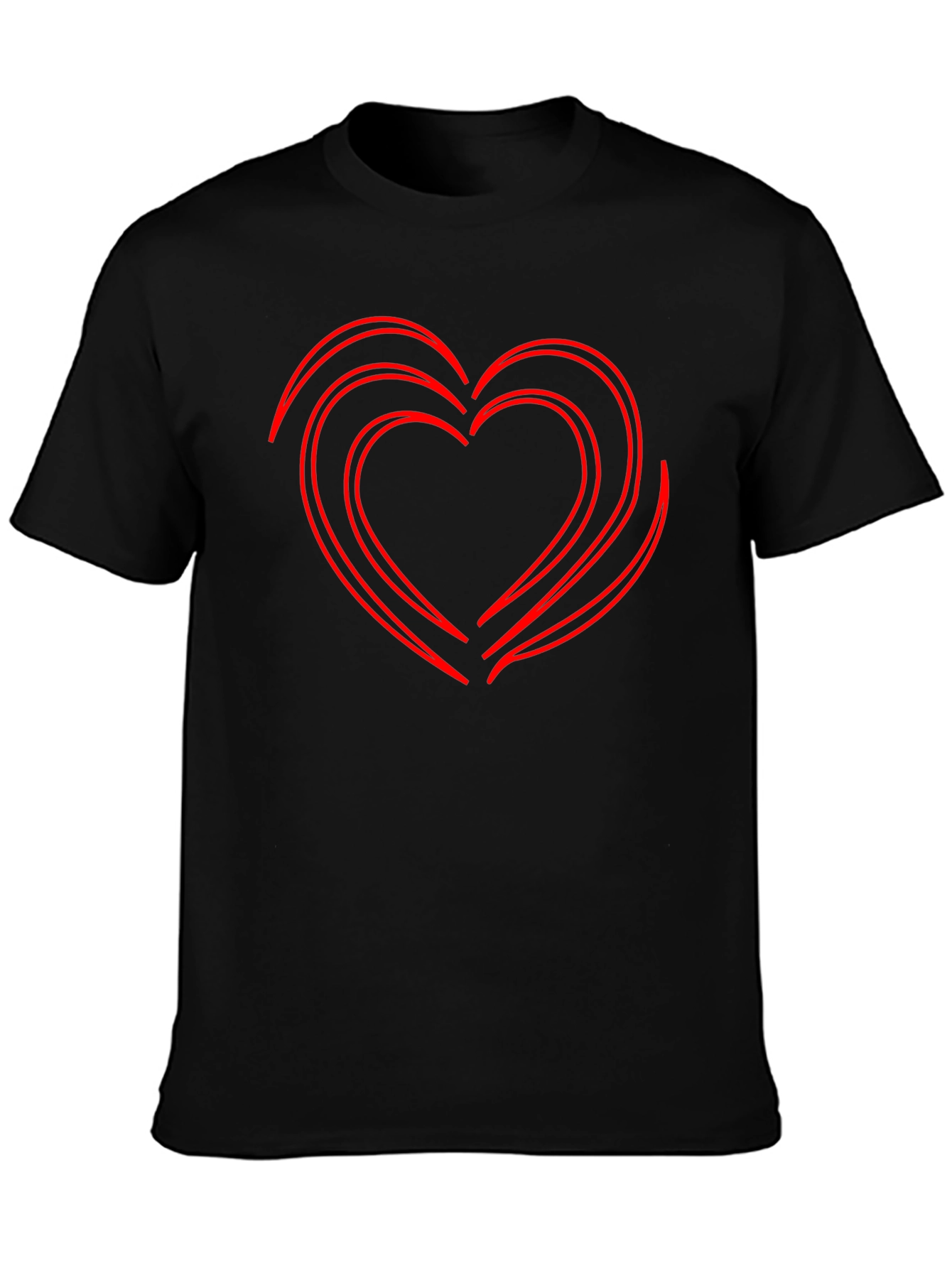 Red Heart Graphic Black T-Shirt