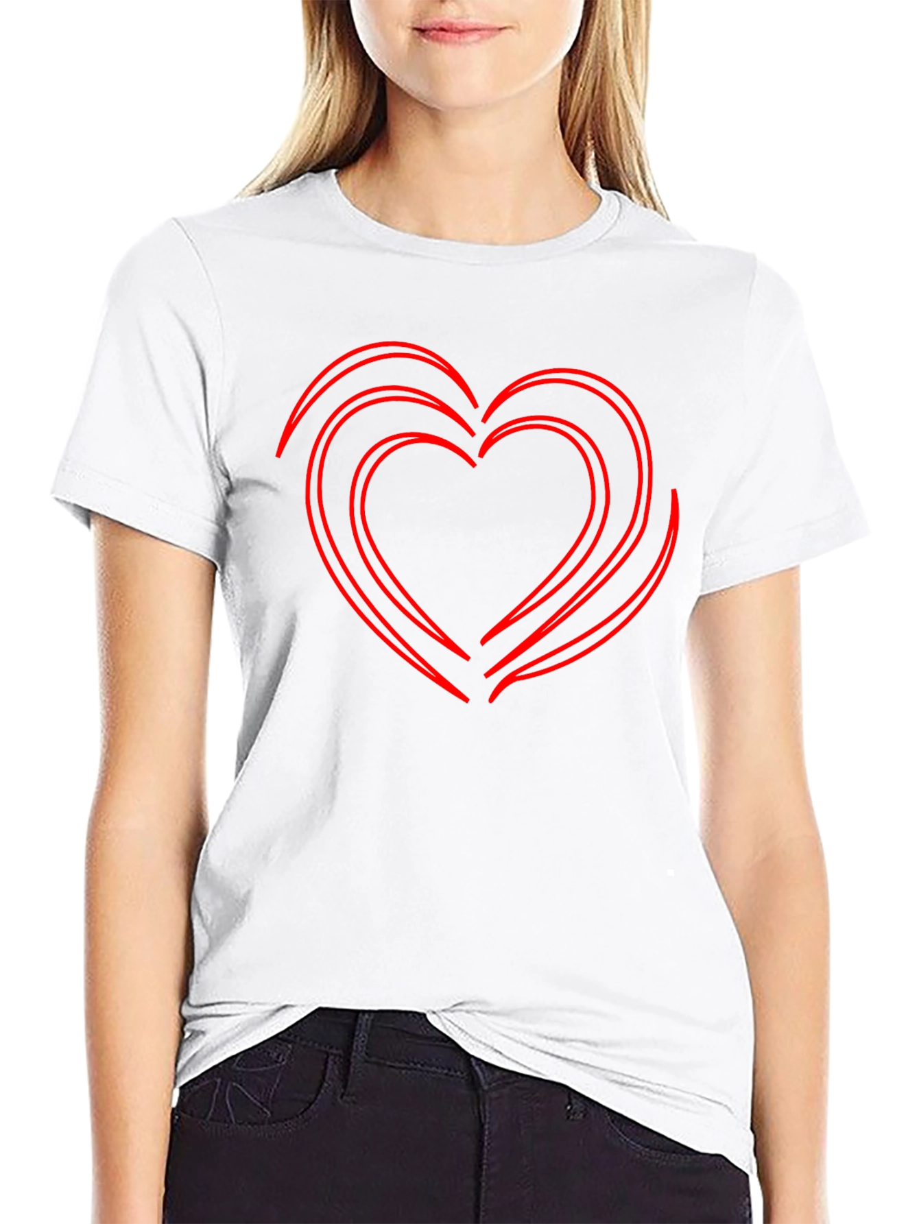 Red Heart Graphic Black T-Shirt