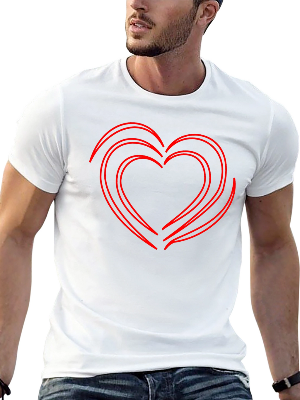 Red Heart Graphic Black T-Shirt