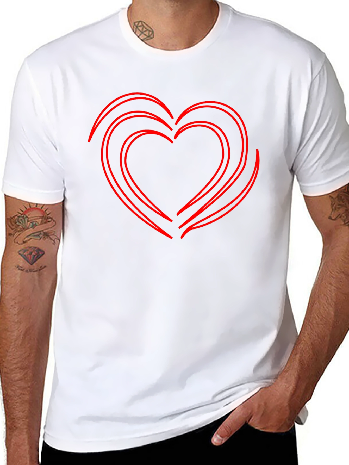 Red Heart Graphic Black T-Shirt