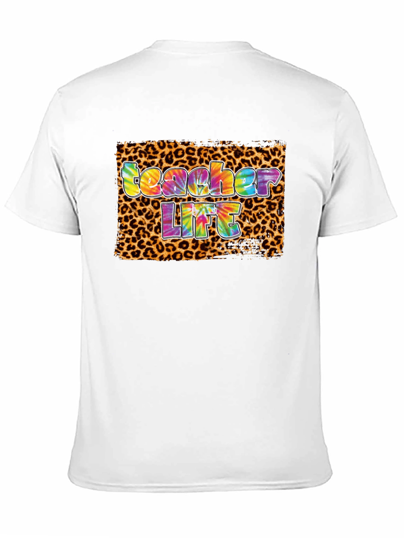 Teacher Life Tie-Dye Leopard Print T-Shirt