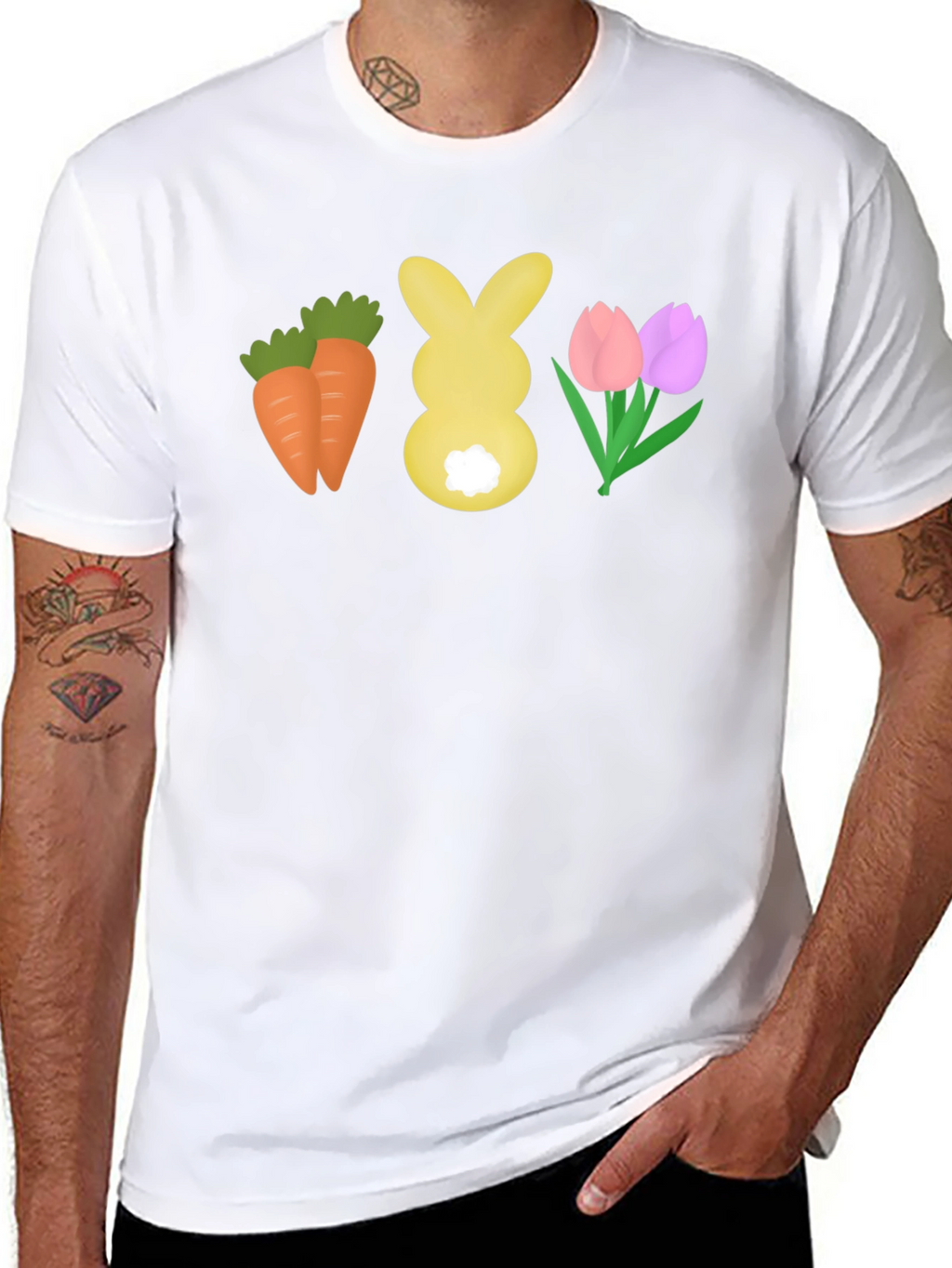 Easter Carrots Bunny Tulips T-Shirt