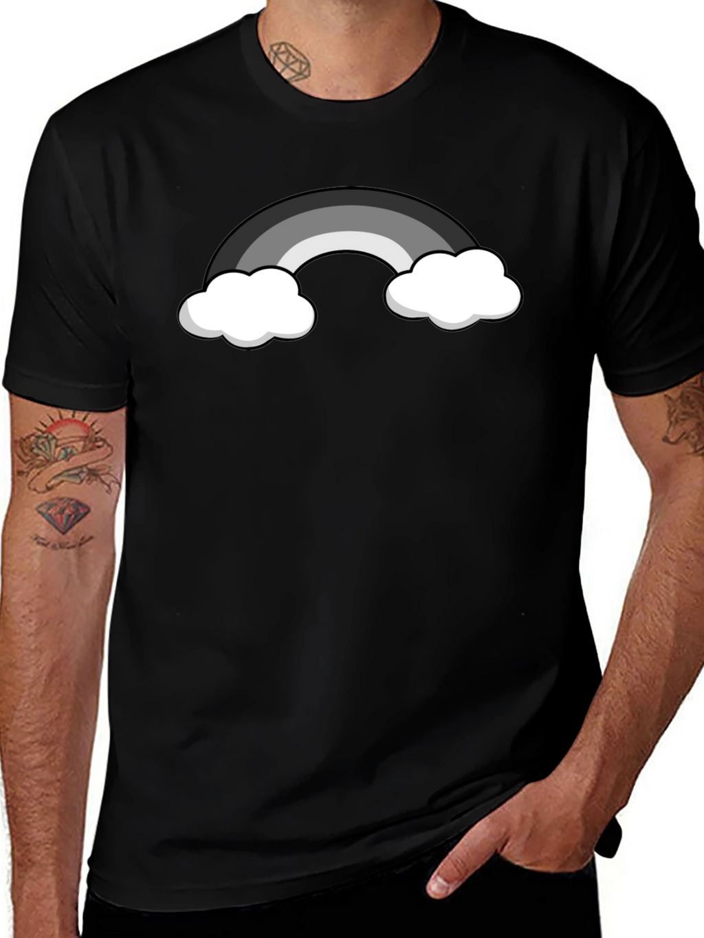 Monochrome Rainbow Graphic T-Shirt