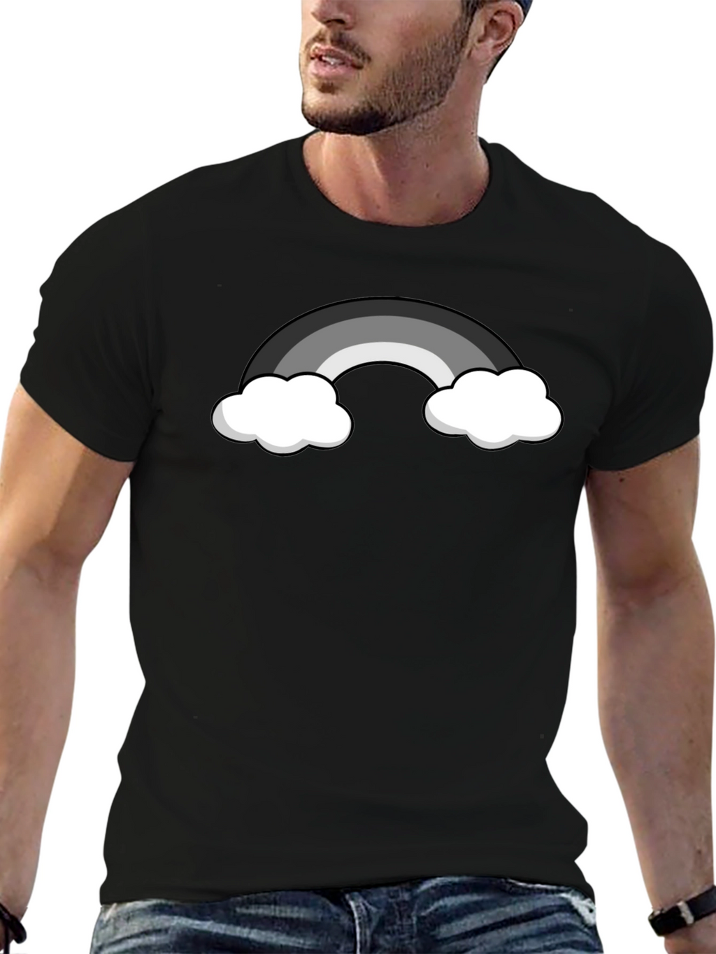 Monochrome Rainbow Graphic T-Shirt