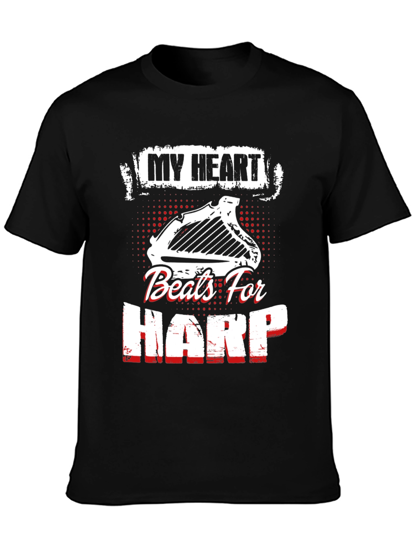 My Heart Beats For Harp Black T-Shirt