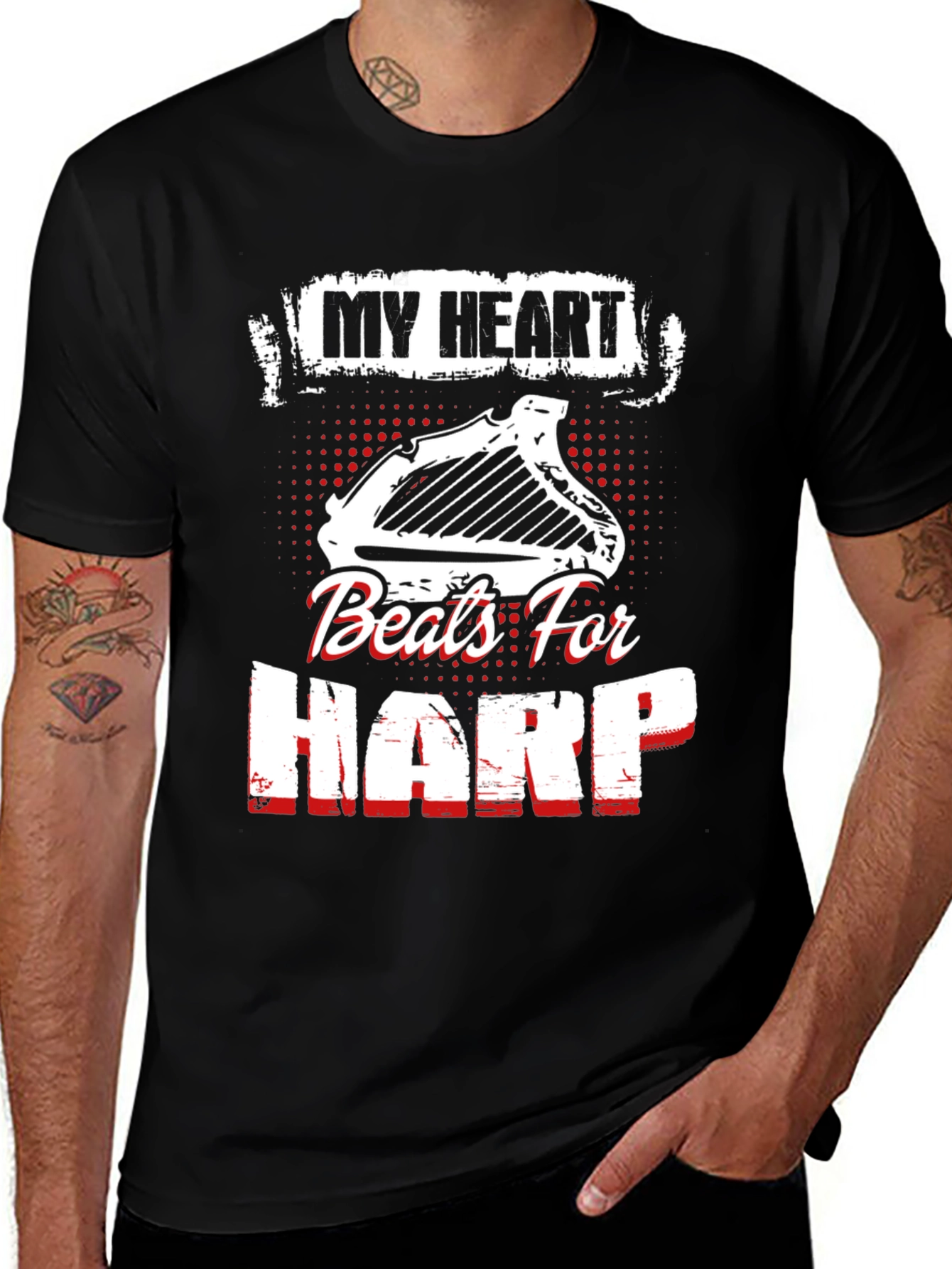 My Heart Beats For Harp Black T-Shirt