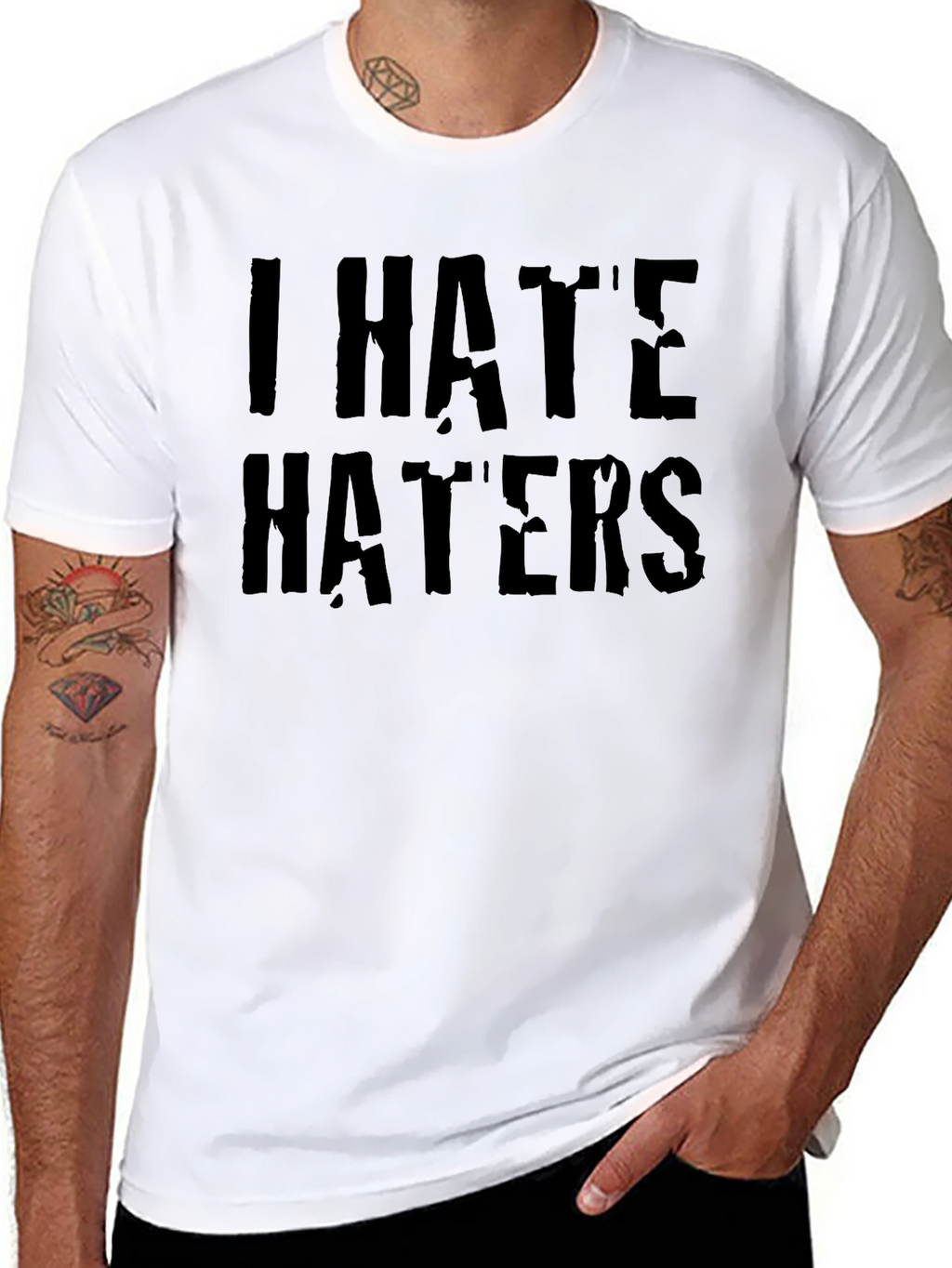 I Hate Haters Black Graphic T-Shirt