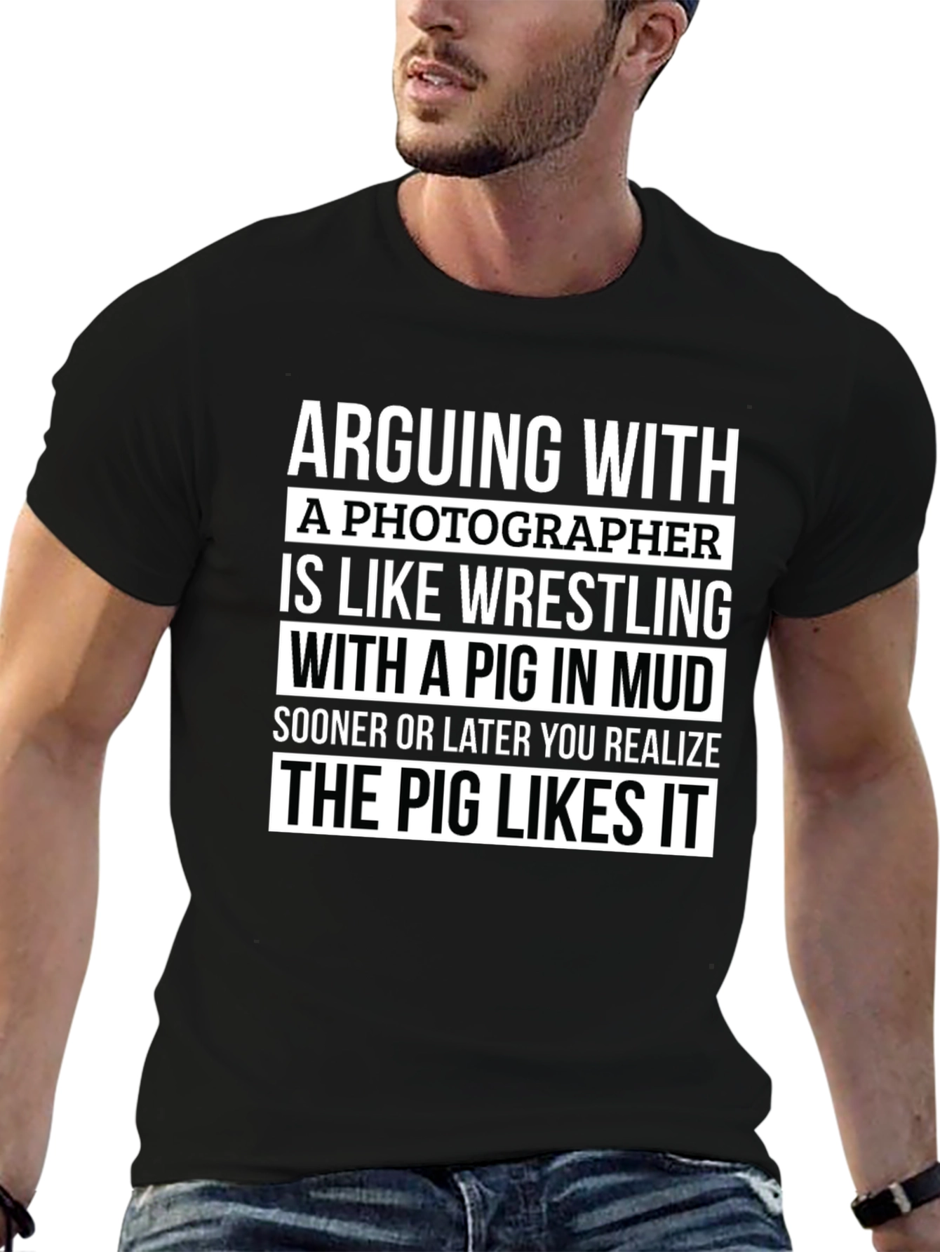 Photographer Pig Wrestling Humor T-Shirt