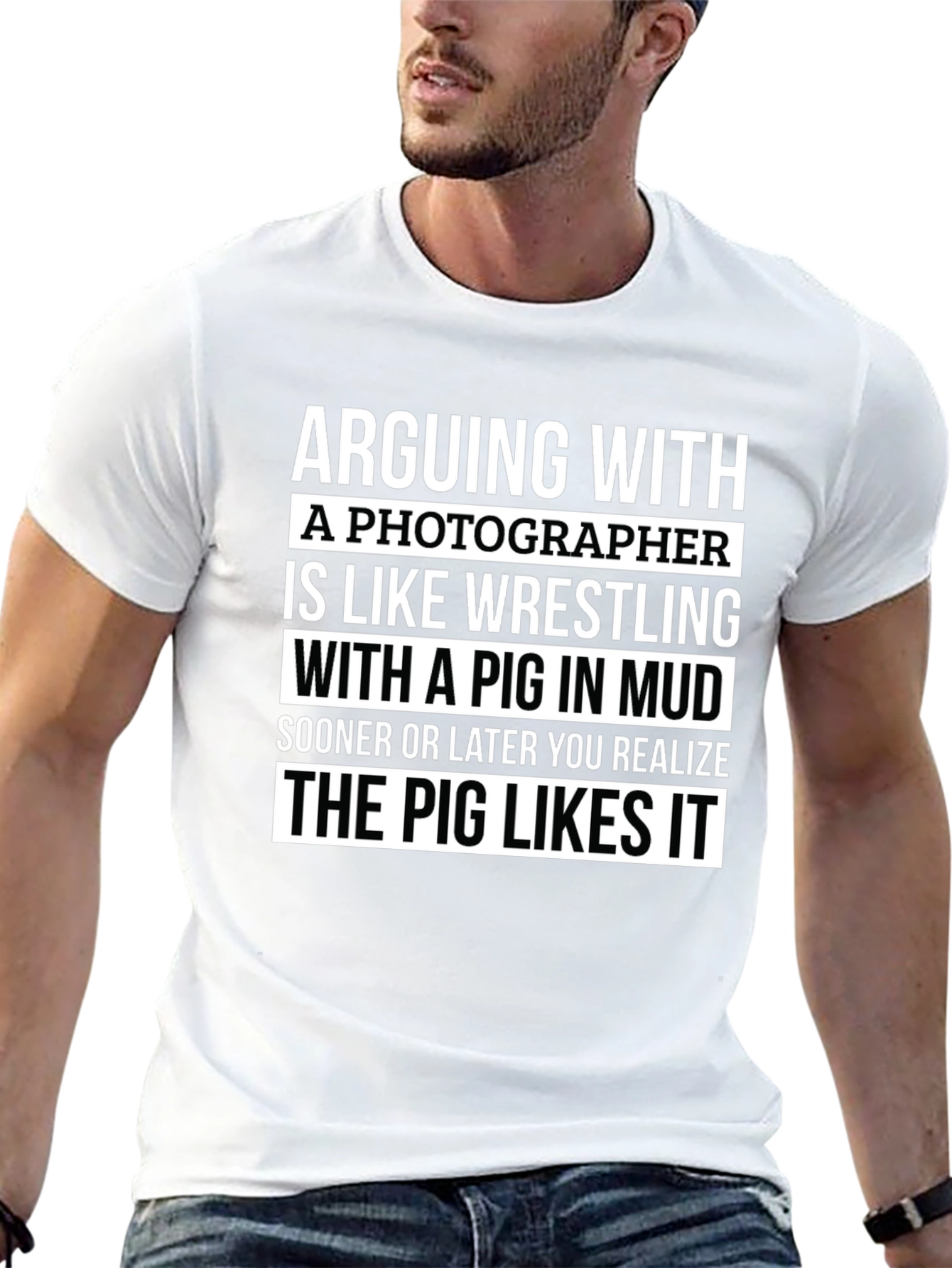 Photographer Pig Wrestling Humor T-Shirt