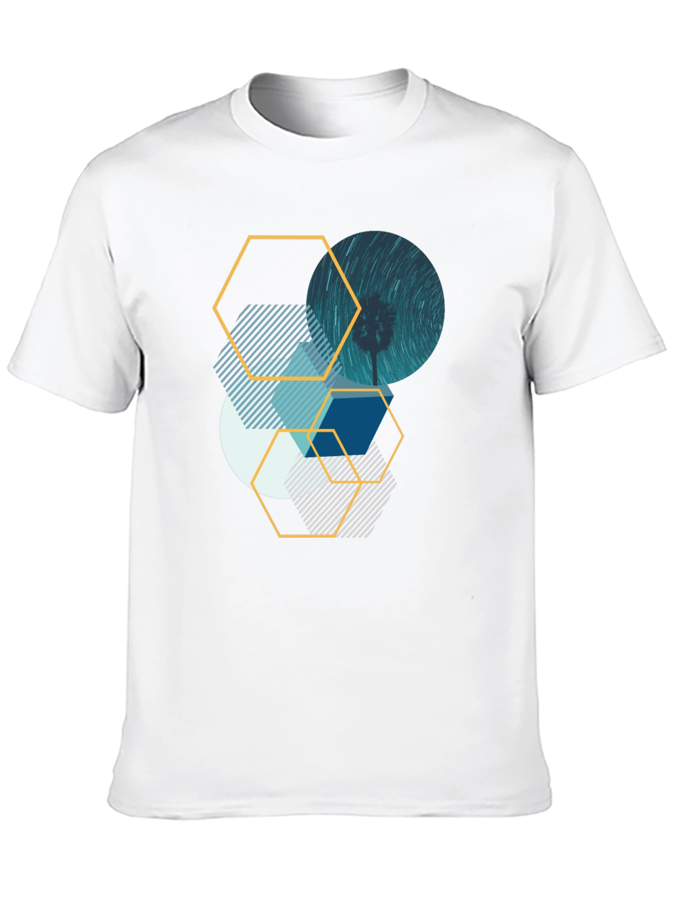 Geometric Graphic Tee - Abstract Design Black T-Shirt