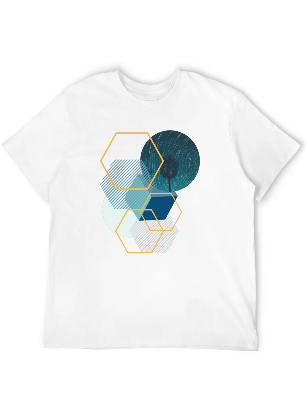 Geometric Graphic Tee - Abstract Design Black T-Shirt