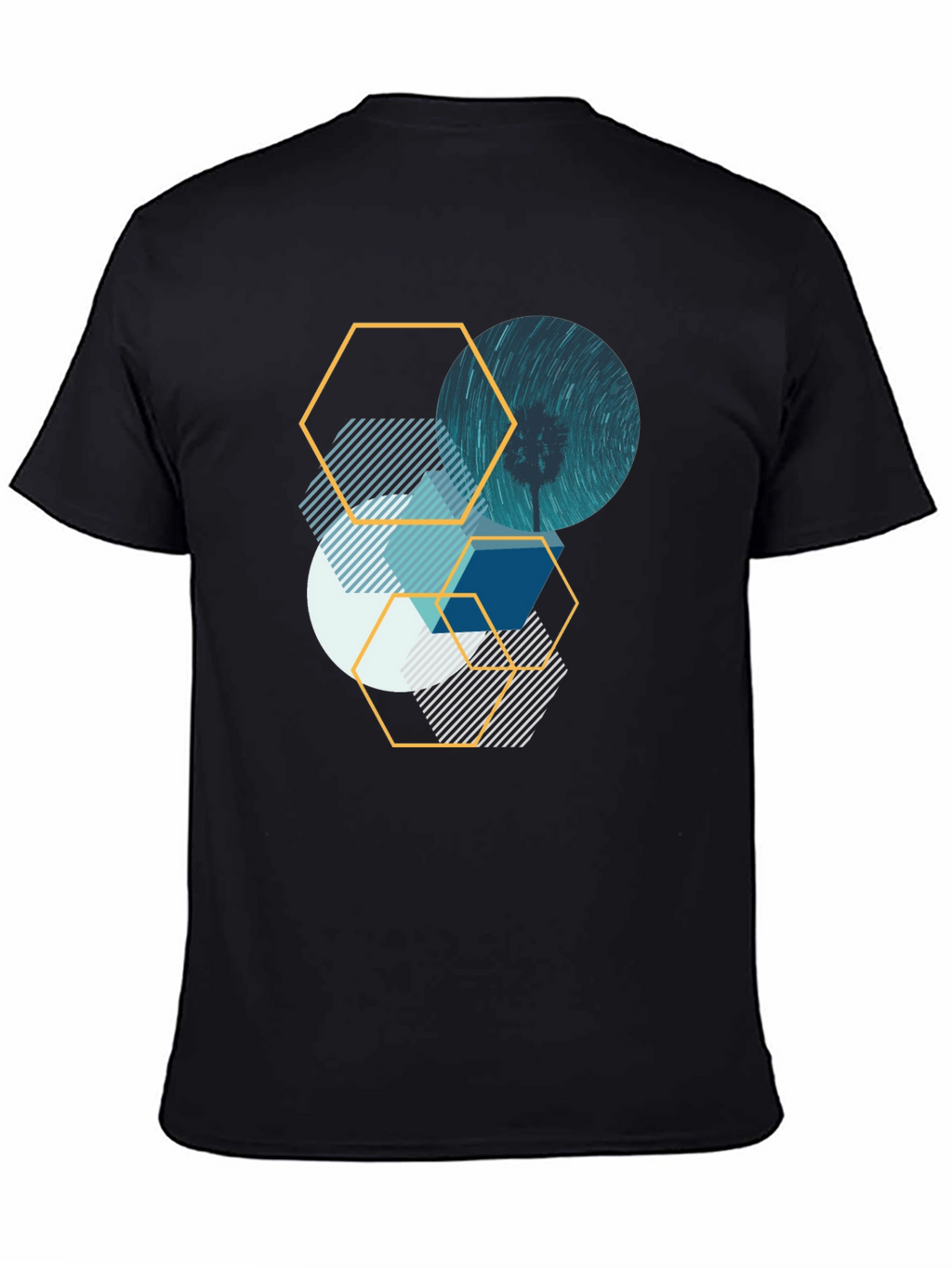 Geometric Graphic Tee - Abstract Design Black T-Shirt