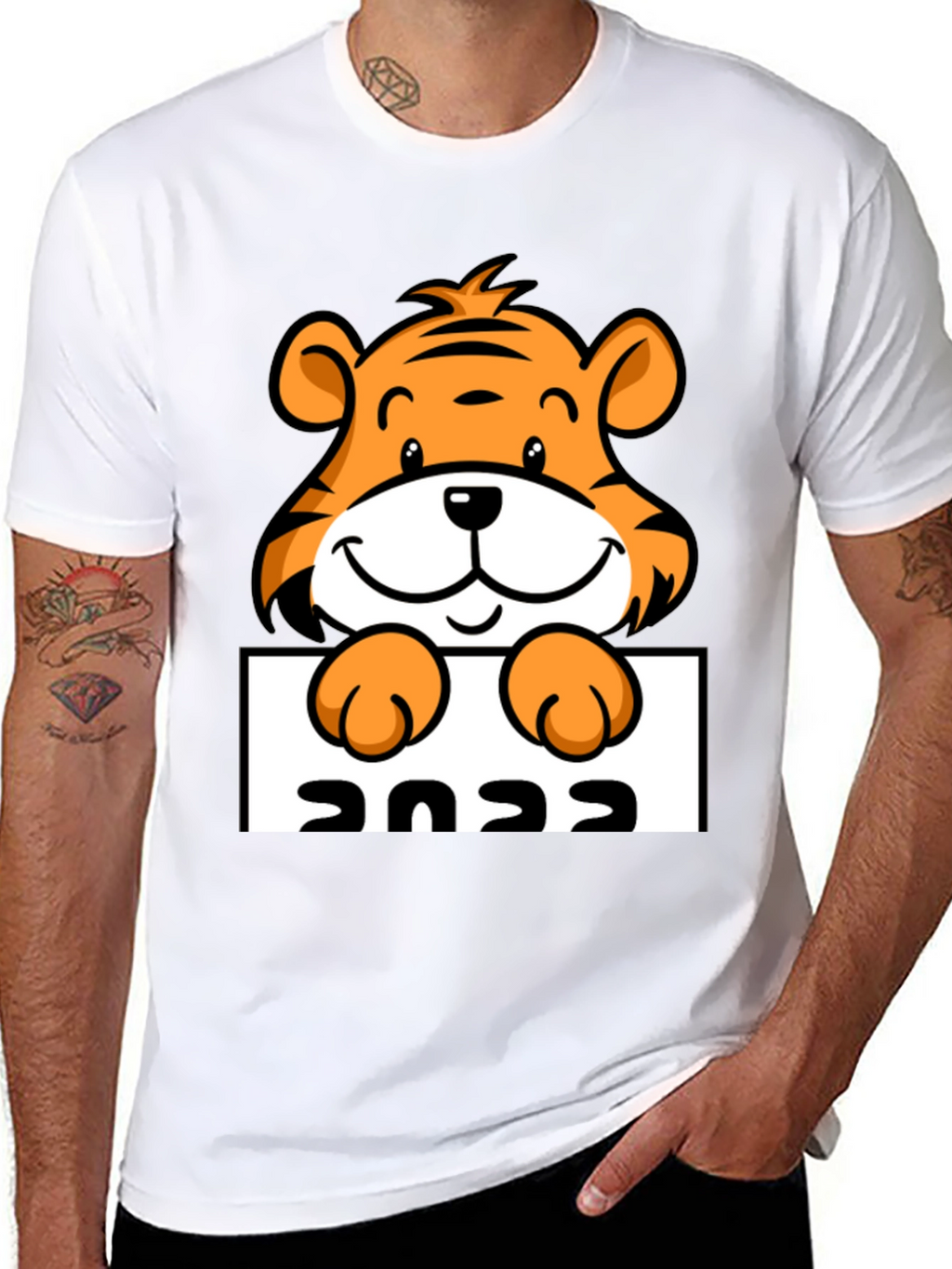 Cute Tiger 2022 Graphic Tee - Black