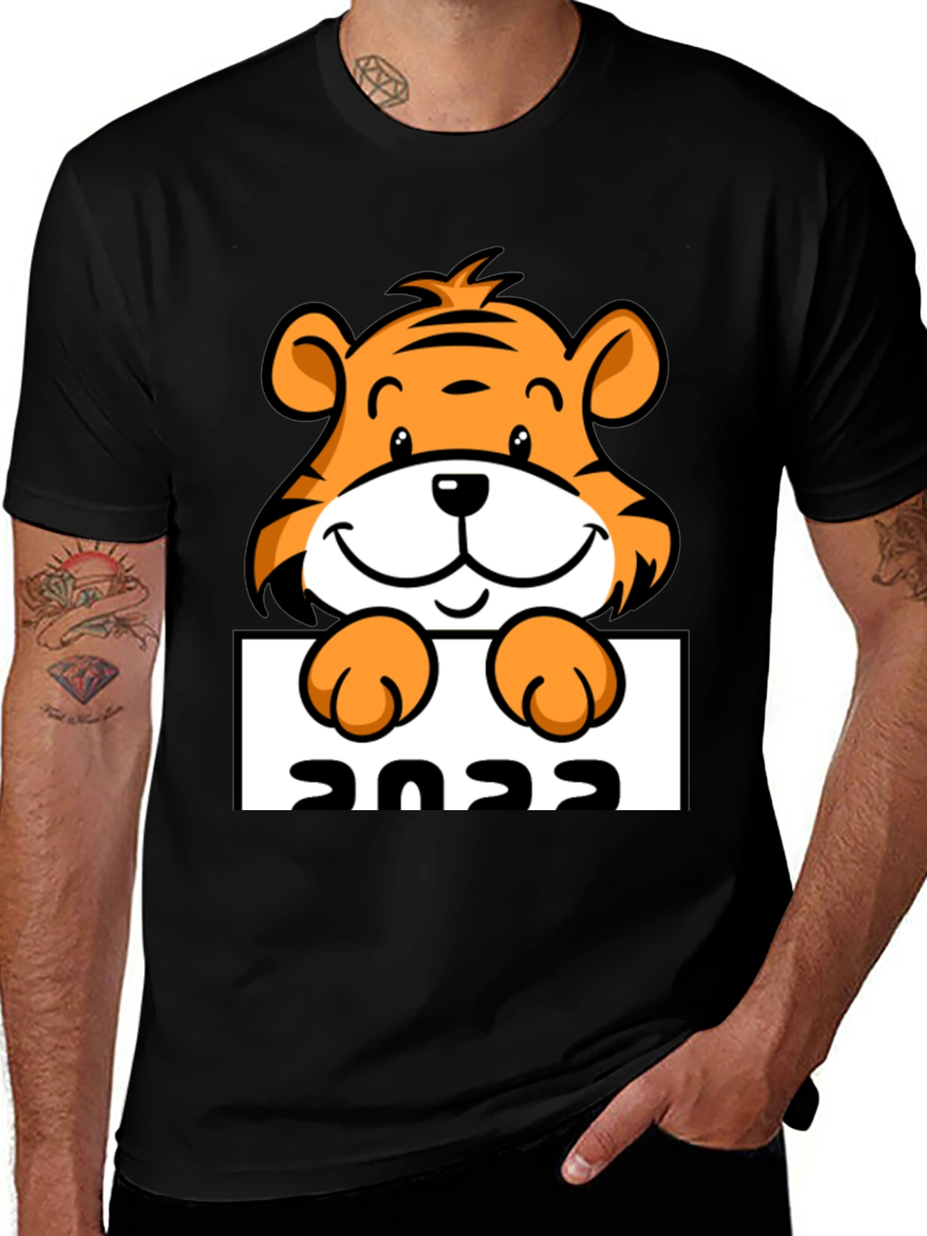 Cute Tiger 2022 Graphic Tee - Black