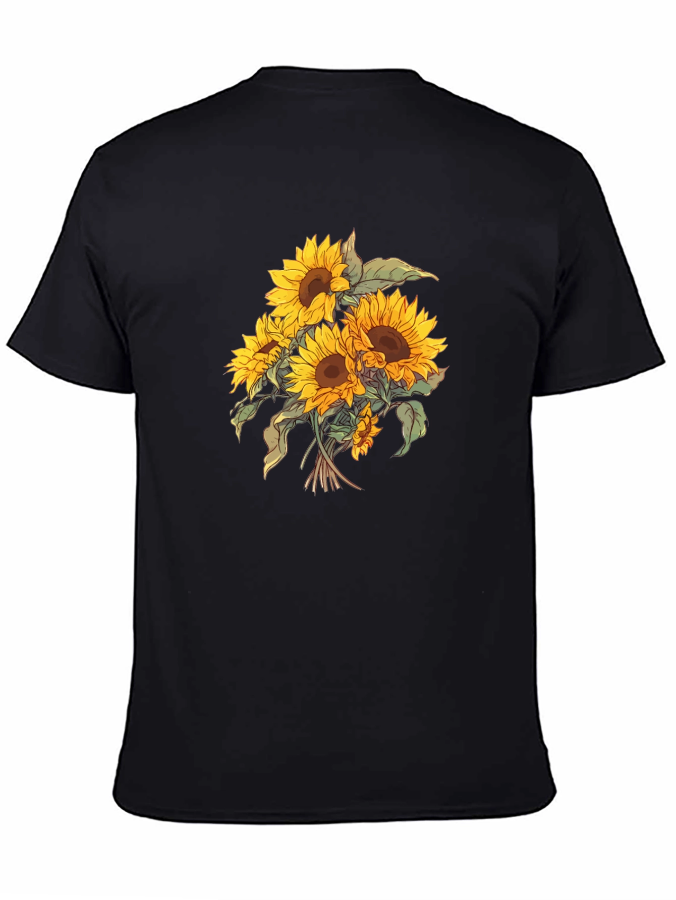 Sunflower Bouquet Graphic Black T-Shirt