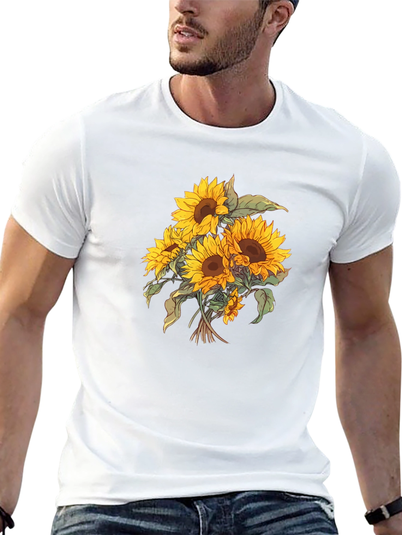 Sunflower Bouquet Graphic Black T-Shirt
